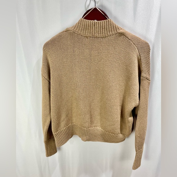 Banana Republic Camel Tan Organic Cotton Open Front Knit Cardigan Size S Petite - Picture 3 of 6